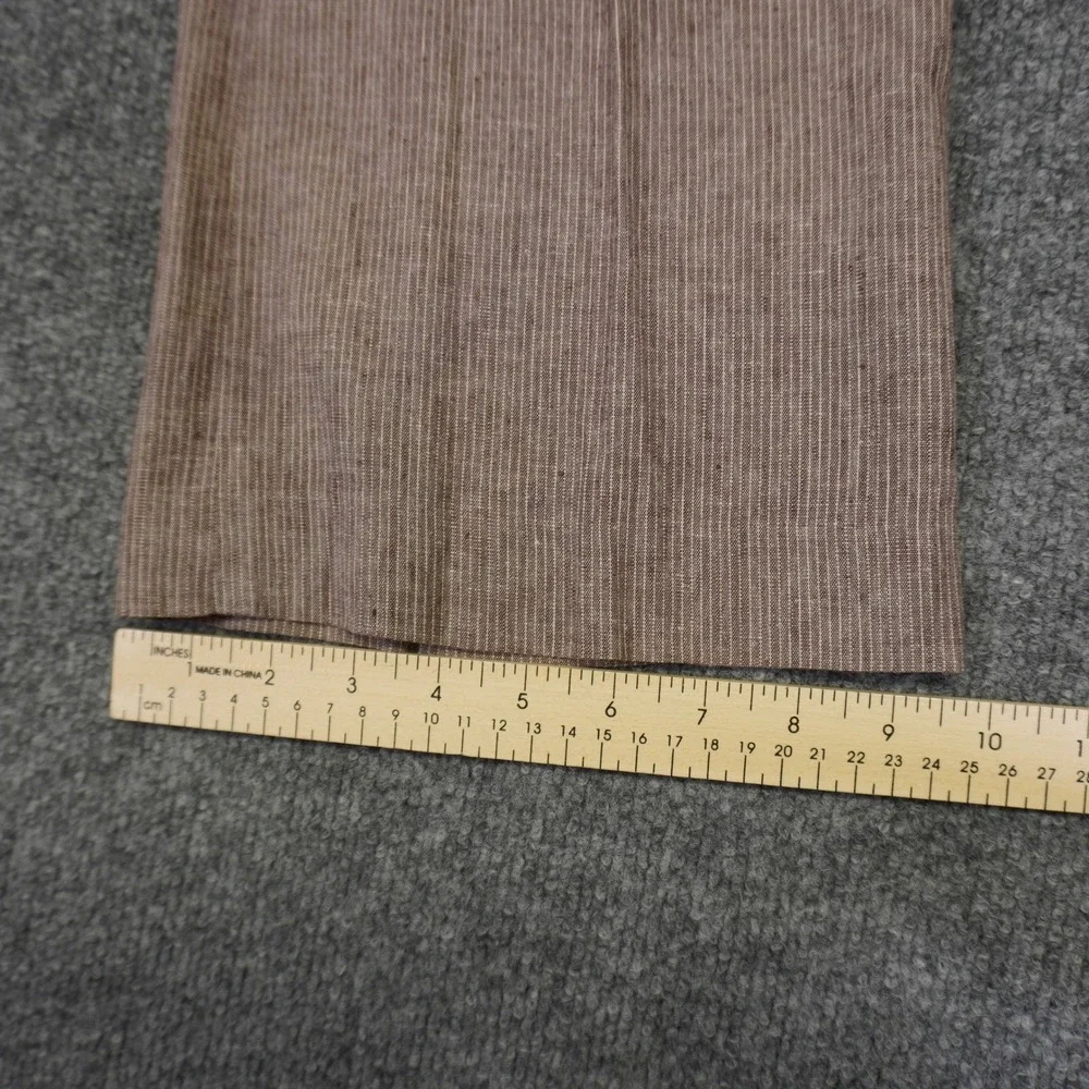 Banana Republic Martin Fit Pants Womens 8 32x20 Brown Pinstripe Linen Blend